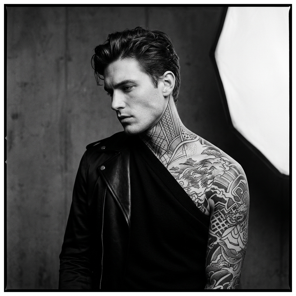 AMAZINK Luxury Tattoo Editorial Portrait